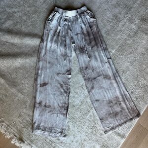 Gray-brown Tie-Dye Wide-Leg Pants